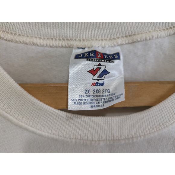 JERZEES Sweatshirt Men's 2XL Off White Blank Crewneck Pullover Y2k Vintage NWT - Picture 7 of 8